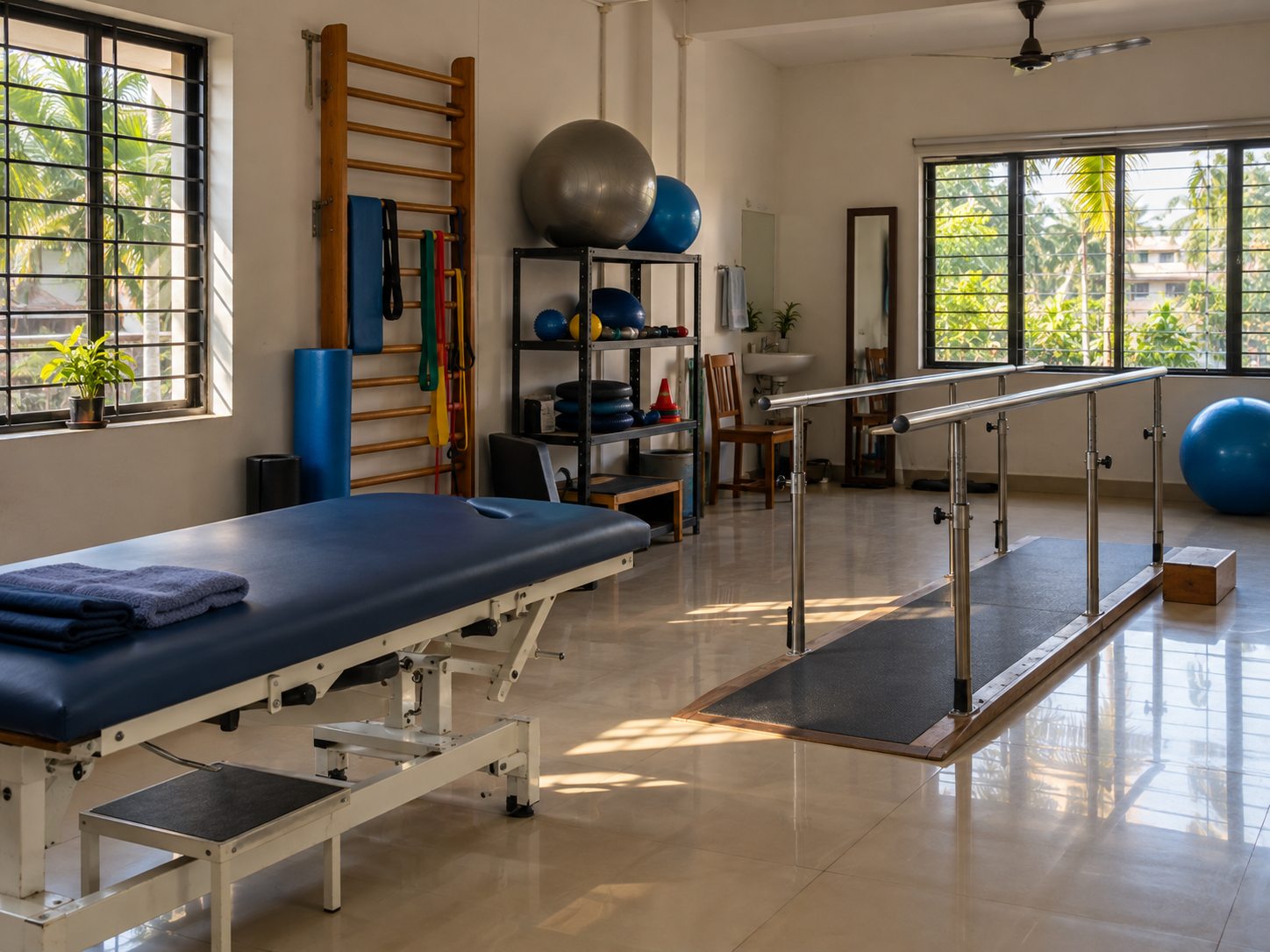 Modern physiotherapy clinic equipment at Pranah, Kannur