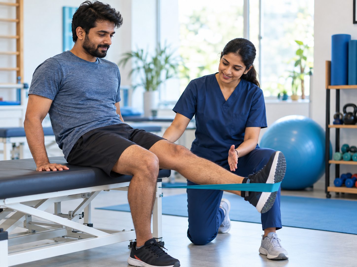 Illustrative scene of strengthening exercise during fracture recovery
